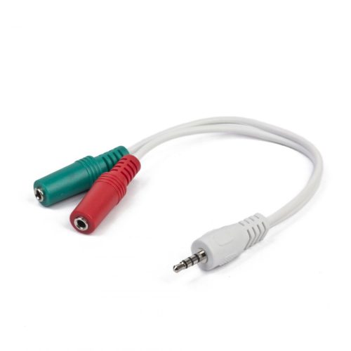 Gembird 3.5mm 4-pin plug to 3.5mm stereo + microphone sockets adapter cable 0,15m White