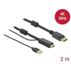 DeLock HDMI to DisplayPort 4K 30Hz 2m cable Black