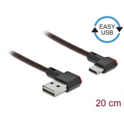   DeLock EASY-USB 2.0 Cable Type-A male to USB Type-C male angled left / right 0,2m Black