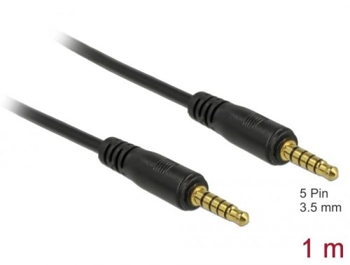 DeLock Stereo Jack Cable 3.5 mm 5 pin male to male 1m Black