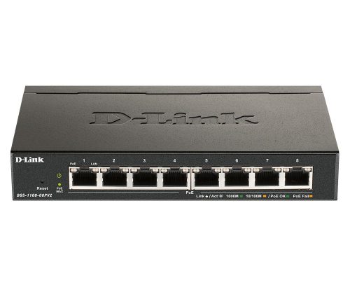 D-Link DGS-1100-08PV2 8-Port Gigabit PoE Smart Managed Switch