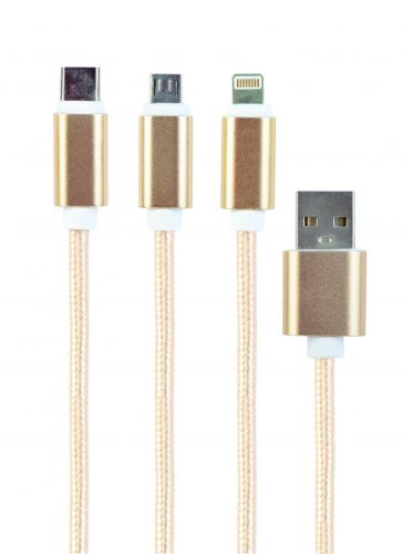 Gembird CC-USB2-AM31-1M-G USB 3-in-1 Charging cable 1m Gold