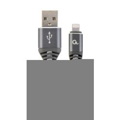   Gembird CC-USB2B-AMLM-1M-WB2 Lightning Premium cotton braided 8-pin charging and data cable 1m Space Grey/White