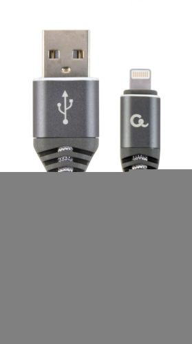 Gembird CC-USB2B-AMLM-1M-WB2 Lightning Premium cotton braided 8-pin charging and data cable 1m Space Grey/White