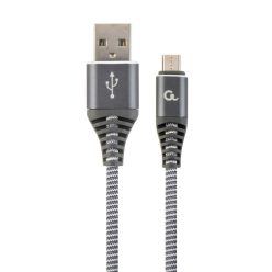   Gembird CC-USB2B-AMmBM-1M-WB2 Premium cotton braided microUSB charging and data cable 1m Space Grey/White