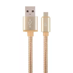   Gembird Cotton braided Micro-USB cable with metal connectors 1,8m Gold
