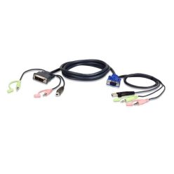 ATEN USB VGA to DVI-A KVM Cable with Audio 1,8m Black