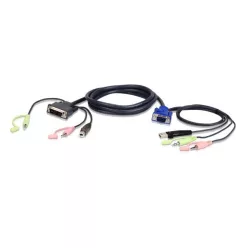 ATEN USB VGA to DVI-A KVM Cable with Audio 1,8m Black