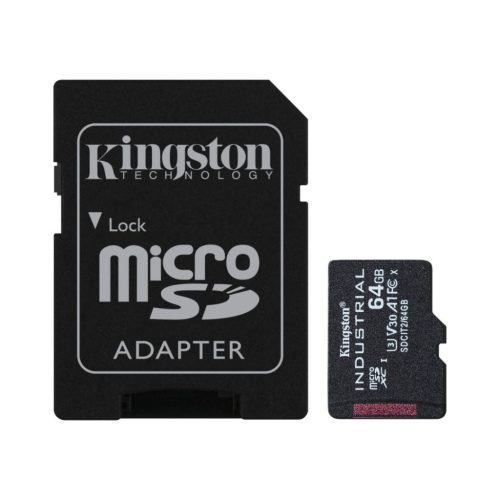 Kingston 64GB microSDXC Class 10 CL10 U3 V30 A1 Industrial + adapterrel