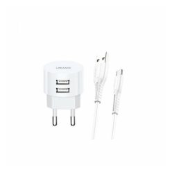 Usams T20 Dual 2,1A Charger + USB Type-C Cable 1m White