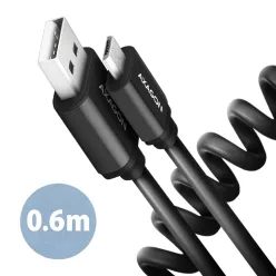   AXAGON BUMM-AM10TB Twister Micro USB > USB-A Cable 0,6m Black