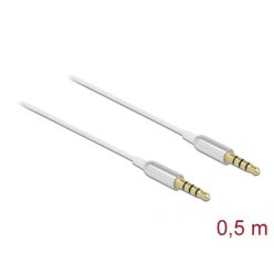   DeLock Stereo Jack Cable 3.5mm 4 pin male to male Ultra Slim 0,5m White