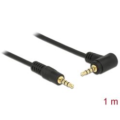   DeLock Stereo Jack 3.5 mm 4 pin male > male angled 1m Cable Black