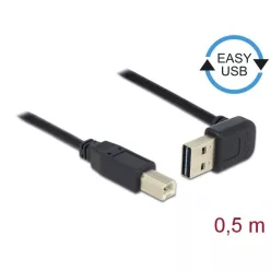   DeLock EASY-USB 2.0 Type-A male angled up/down > USB 2.0 Type-B male 0,5m Cable Black