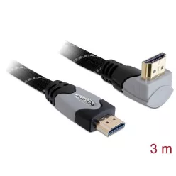   DeLock High Speed HDMI with Ethernet – HDMI A male > HDMI A male angled 4K 3m Cable Black