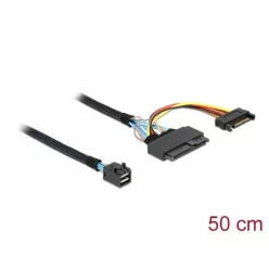   DeLock SFF-8643 male > U.2 SFF-8639 female + SATA power connector 50cm Cable Black