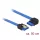DeLock SATA 6 Gb/s receptacle straight > SATA receptacle right angled 50 cm blue with gold clips Cable Blue