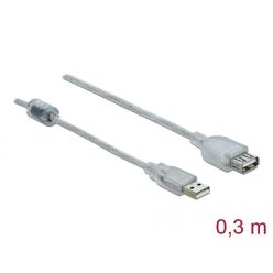   DeLock Extension cable USB 2.0 Type-A male > USB 2.0 Type-A female 0,3m Transparent