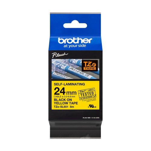 Brother TZe-SL651 laminált P-touch szalag (24mm) Black on Yellow - 8m