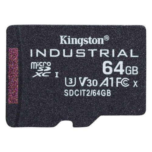 Kingston 64GB microSDXC Class 10 CL10 U3 V30 A1 Industrial adapter nélkül