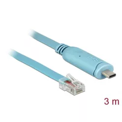   DeLock Adapter USB 2.0 Type-C male > 1 x Serial RS-232 RJ45 male 3.0m Blue