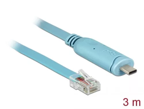 DeLock Adapter USB 2.0 Type-C male > 1 x Serial RS-232 RJ45 male 3.0m Blue