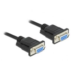   DeLock RS-232 D-Sub9 female to female null modem with narrow plug housing Serial Cable 2m Black