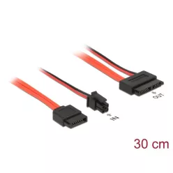   DeLock SATA 6 Gb/s 7 pin receptacle + Micro Fit 3.0 4 pin power plug > Slim SATA 13 pin receptacle 30cm Cable