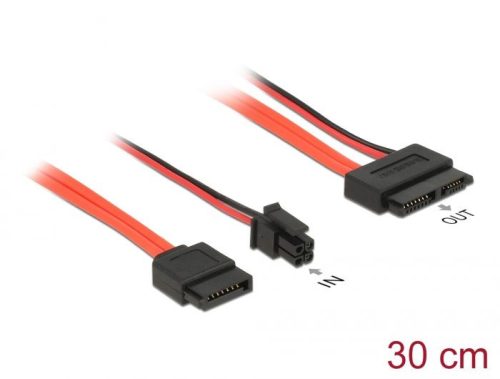 DeLock SATA 6 Gb/s 7 pin receptacle + Micro Fit 3.0 4 pin power plug > Slim SATA 13 pin receptacle 30cm Cable