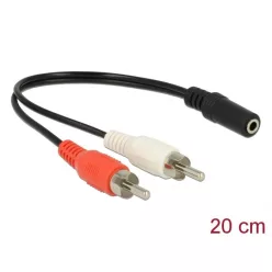   DeLock Audio Cable 2x RCA male to 1 x 3.5mm 3pin Stereo Jack 20cm