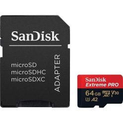   Sandisk 64GB microSDXC Extreme Pro Class 10 UHS-I A2 C10 V30 + adapterrel