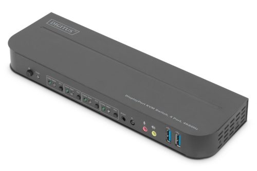 Digitus KVM Switch, 4-Port, 4K60Hz, 4x DP in, 1x DP/HDMI out