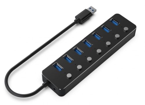 Gembird UHB-U3P7P-01 7-portos USB3.1 HUB Black