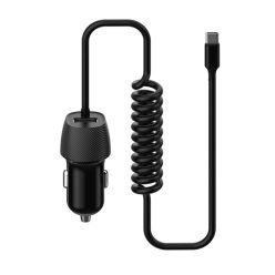   Platinet PLCRSC Car Charger Spiral 3,4A USB Type-C cable Black