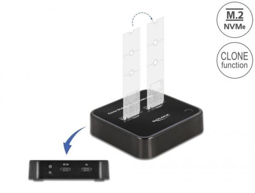 DeLock M.2 Docking Station for 2 x M.2 NVMe PCIe SSD with Clone function