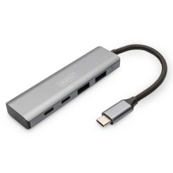 Digitus USB-C 4 Port HUB, 2x USB A + 2x USB-C Dark Gray