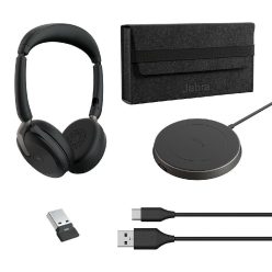   Jabra Evolve2 65 Flex USB-A UC Stereo Bluetooth Headset + Charging Stand Black