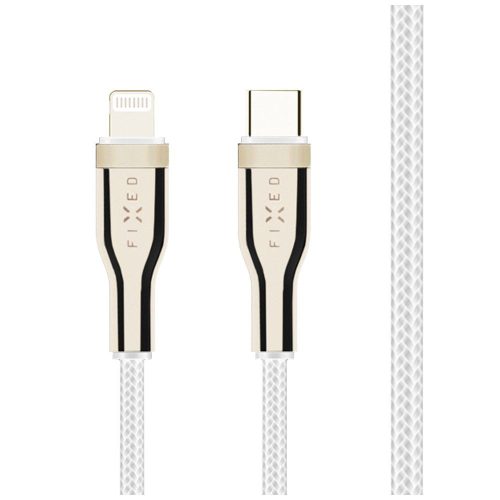 FIXED USB-C/Lightning kábel, FIXDB-CL12-WH, fonott szövet borítás, MFi tanúsítvány, PD 3.0, 1.2m, fehér