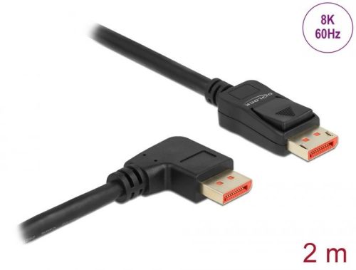 DeLock DisplayPort cable male straight to male 90° right angled 8K 60Hz 2m Black