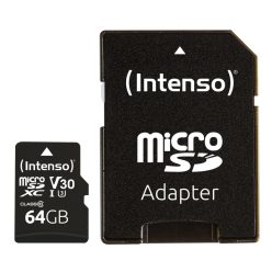   Intenso 64GB MicroSDXC Professional Class 10 U1 V30 + adapterrel