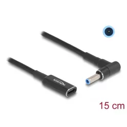   DeLock Adapter cable for Laptop Charging Cable USB Type-C female to HP 4,5x3,0mm male 90° angled 15cm Black