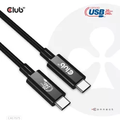   Club3D USB4 Gen2x2 Type-C Bi-Directional USB-IF Certified 4K60Hz Data 20Gbps PD 240W(48V/5A) EPR M/M Cable 2m Black