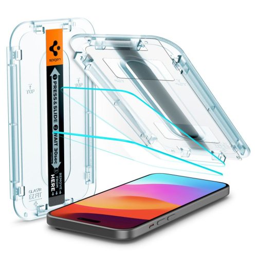 Spigen iPhone 15/16 Screen Protector EZ FIT GLAS.tR Transparency (2 Pack)