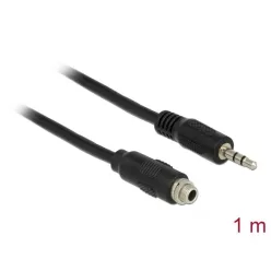   DeLock Cable Stereo Jack 3.5 mm female panel-mount > Stereo Jack 3.5 mm male 1m Black