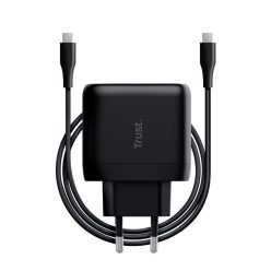   Trust Maxo Compact 65W USB-C Charger with included 2m USB-C cable Black