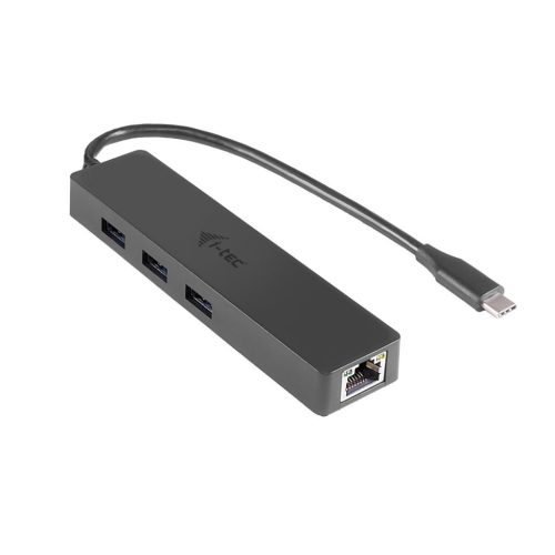 I-TEC 3-port USB-C Slim Passive HUB+Gigabit Ethernet Adapter Black