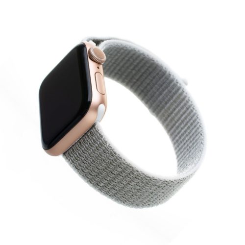 FIXED Nylon Strap for Apple Watch 42/44/45mm, Fehér-szürke, Okosóra kiegészítő