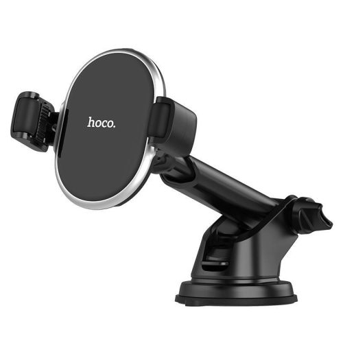 Hoco S12 Rich Power Car Holder with Wireless Charger Black