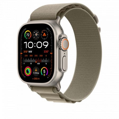 Apple Watch Ultra 2 Cellular 49mm Titanium Case with Olive Alpine Loop Medium