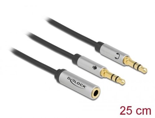 DeLock Headset Adapter 1 x 3.5 mm 4 pin Stereo jack female to 2 x 3.5 mm 3 pin Stereo jack male (CTIA)